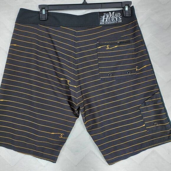 The Mad Hueys Boardshorts Size 34 Bermuda Swim Beach Surf Trunks Hooks Stripes - Picture 10 of 13